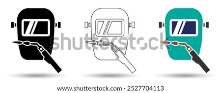 Welding icon. Welding icon on a white background, isolated. The icon has three uses in applications and websites. Vector illustration. Welding icon on a white background.