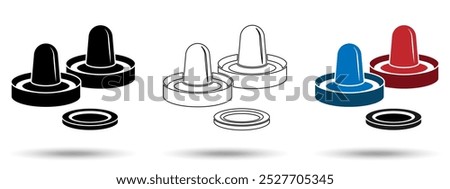 Air hockey icon. Air hockey icon on a white background, isolated. The icon has three uses in applications and websites. Vector illustration. Air hockey icon on a white background.