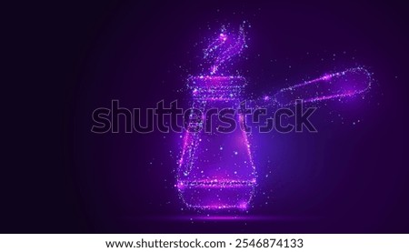 Image, Stock Photo Turkish espresso pot made of hammered metal stands for coffee preparation on the gas flame of the kitchen stove