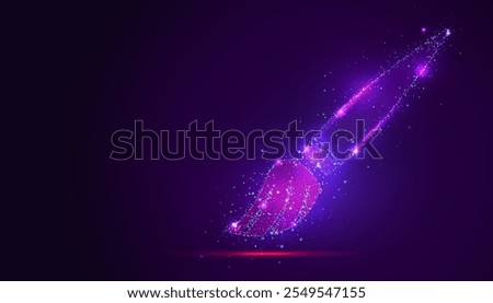 Silhouette of a paintbrush with strokes made of glowing, multicolored dots, resembling stars. The particles symbolize creativity, expression, and the transformative power of art.