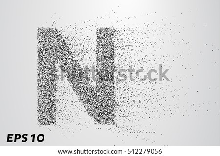 Letter N from the particles. The letter N consists of circles and points. Vector illustration.