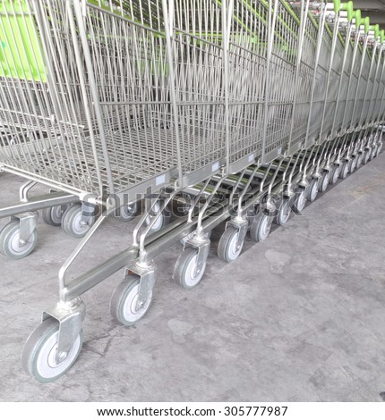 row of trolley supermarket