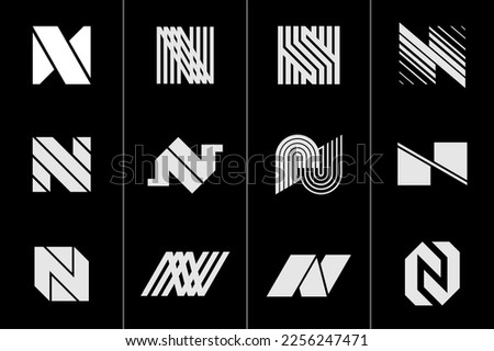 Set of modern N letter logo. Minimalist line N logo design collection.