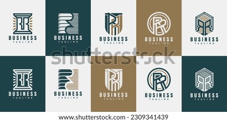 Business initial letter R RR logo design. Luxury line geometric acronym RR logo.