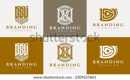 Luxury business line letter D S V DSV logo design. Elegance initial DSV logo.