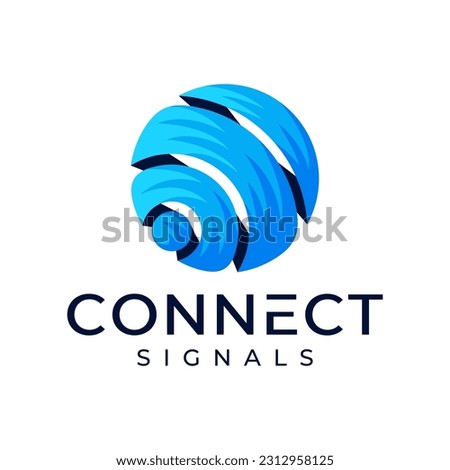 Colorful connect wi fi abstract logo design. Modern digital network wifi logo.