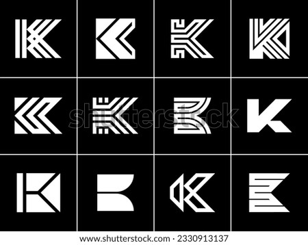 Digital abstract line initial K monogram logo design. Modern letter K logo brand.