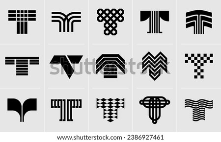 Digital technology abstract letter T logo icon design set