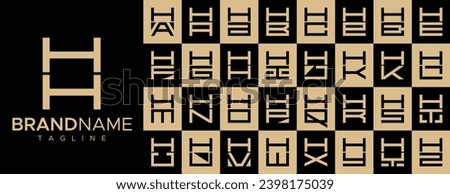 Simple square letter H HH logo design set.