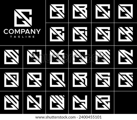 Bundle of abstract square letter C CC logo design
