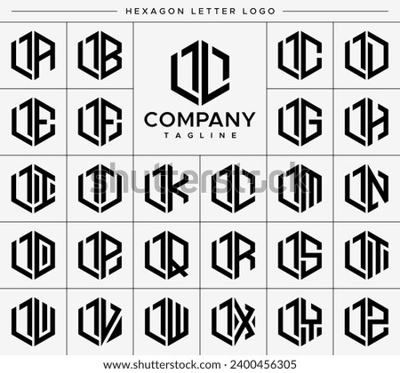 Modern hexagon letter L LL logo design set