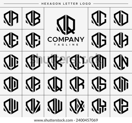 Modern hexagon letter Q QQ logo design set