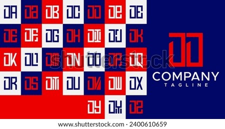 Simple line square letter D DD logo design set