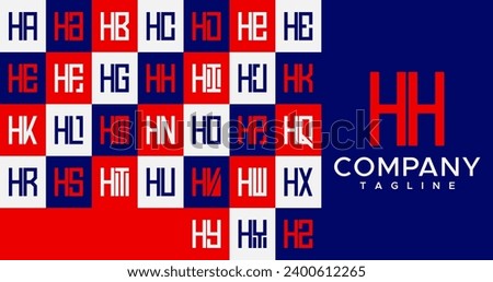 Simple line square letter H HH logo design set