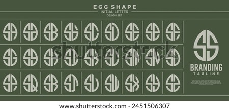 Collection of food egg shape initial letter S SS logo design