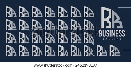 Bundle of abstract quarter circle letter R RR logo design