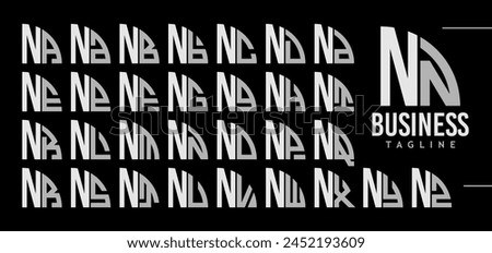Simple line quadrant circle letter N NN logo design bundle