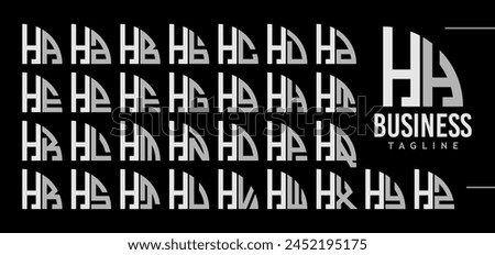 Simple line quadrant circle letter H HH logo design bundle