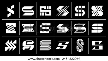 Flat modern initial S letter logo set