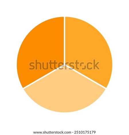 Orange pie chart with 3 parts chart, 3 circle section for business presentation concept. Overall for marketing and education goal vector.