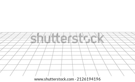 Perspective black grid on a white background. Futuristic vector illustration. Background in the style of the