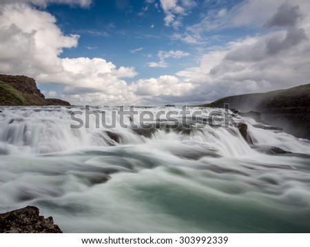 Glacier river in Iceland flowing into the Gulfoss waterfall