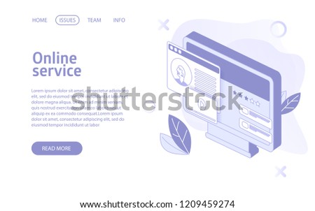 online stream or video hosting service landing isometric vector illustration concept