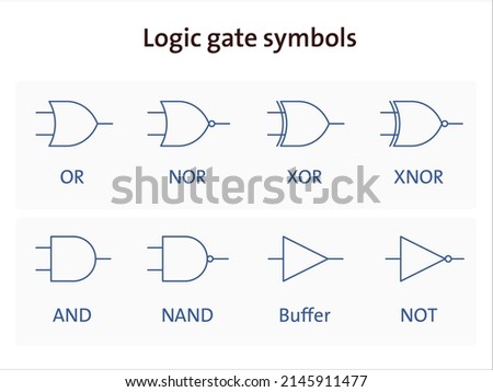 Digital logic gate symbols, vector illustration.
