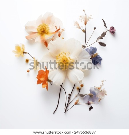 Similar – Foto Bild Stillleben mit Blumen und Kaffeetasse auf dunklem Hintergrund