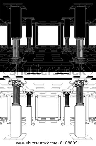 Abstract Interior With Antique Columns Vector 05