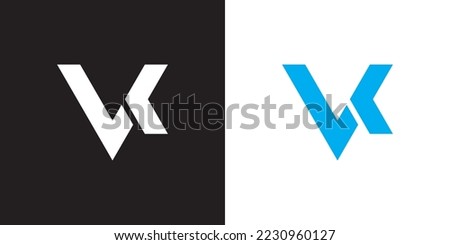 Minimal VK logo. Icon of a KV letter on a luxury background. Logo idea based on the VK monogram initials. Professional variety letter symbol and KV logo on black and blue background.