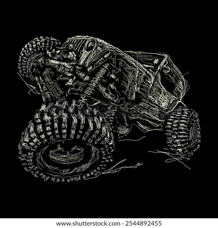 The scribble art illustration of off road jeep image vector is perfect for your printable t-shirt,poster,banner and also suitable for other stuffs