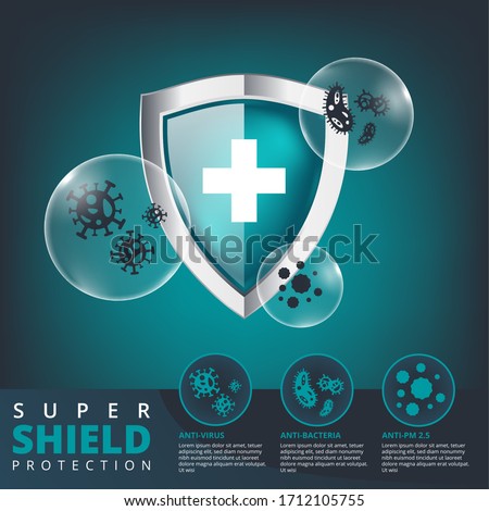 Medical shield protection logo isolate vector