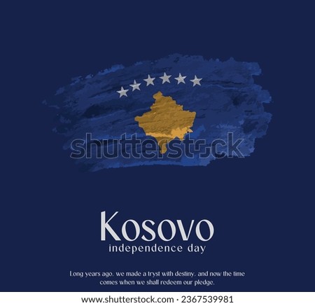 Kosovo Flag Made of Glitter Sparkle Brush Paint Vector, Celebrating Kosovo Independence Day.