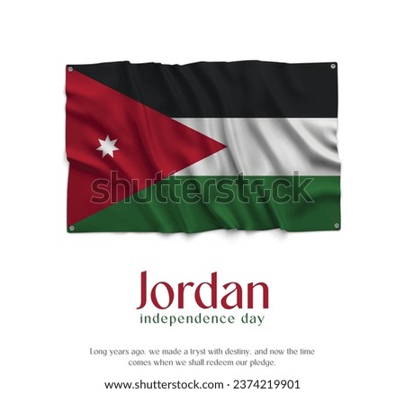 Jordan Flag, Celebrating Independence Day. Abstract waving flag on white background Country Flag.