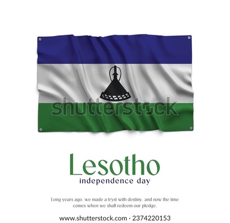 Lesotho Flag, Celebrating Independence Day. Abstract waving flag on white background Country Flag.