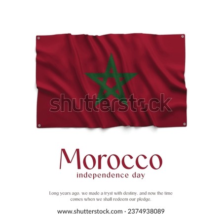 Morocco Flag, Celebrating Independence Day. Abstract waving flag on white background Country Flag.