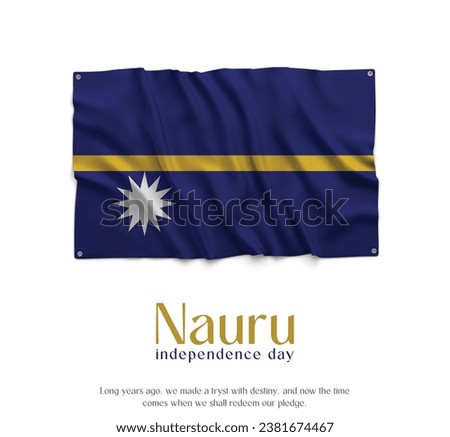 Nauru Flag, Celebrating Independence Day. Abstract waving flag on white background Country Flag.