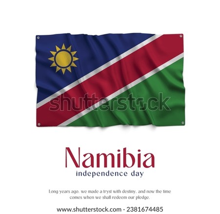 Namibia Flag, Celebrating Independence Day. Abstract waving flag on white background Country Flag.