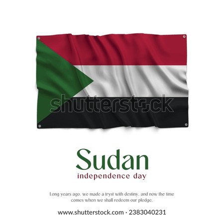 Sudan Flag, Celebrating Independence Day. Abstract waving flag on white background Country Flag.