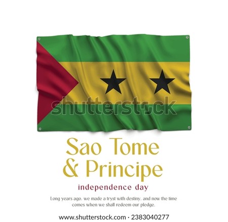 Sao Tome and Principe Flag, Celebrating Independence Day. Abstract waving flag on white background Country Flag.