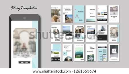 Set of Editable Instagram Original Story Templates or magazine. Pack of fashion flyers design or creative presentation pages- Vector