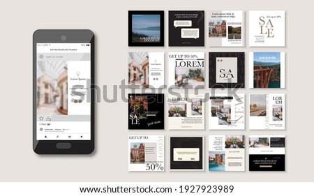 Social media pack Posts for internet content, site for Bloggers, Fashion, ad, Lifestyle brands, Creative businesses blog. Set of square Presentation templates. Unique trendy website slider frames.