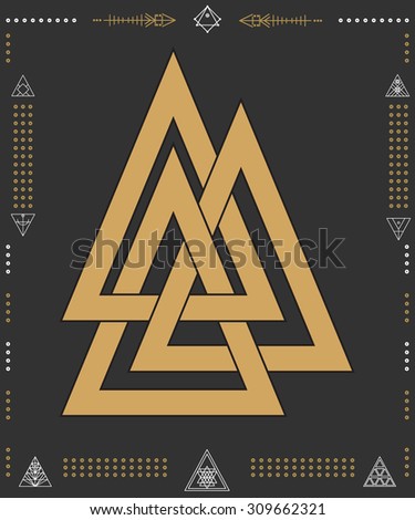 Set of geometric shapes. Trendy hipster gold icons and logotypes. Religion, philosophy, spirituality, occultism symbols collection