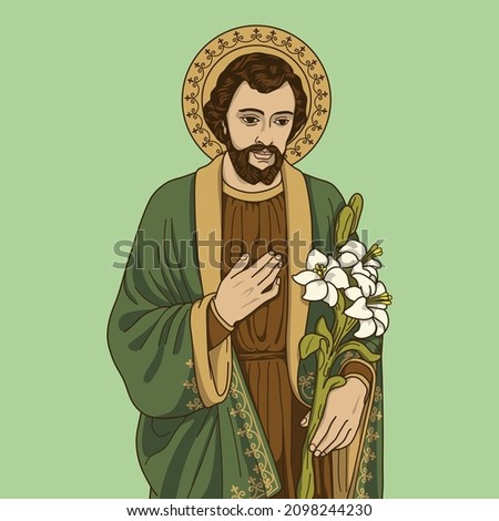 Saint Joseph of Nazareth Colored Vector Illustration