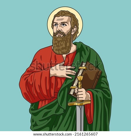Saint Paul Apostle of Tarsus Colored Vector Illustration