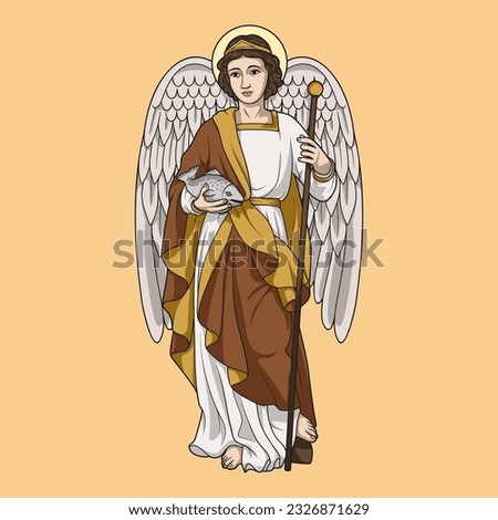 Saint Raphael Archangel Colored Vector Illustration