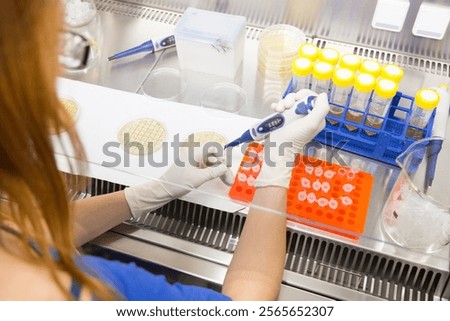 Similar – Image, Stock Photo Life science researcher grafting bacteria.