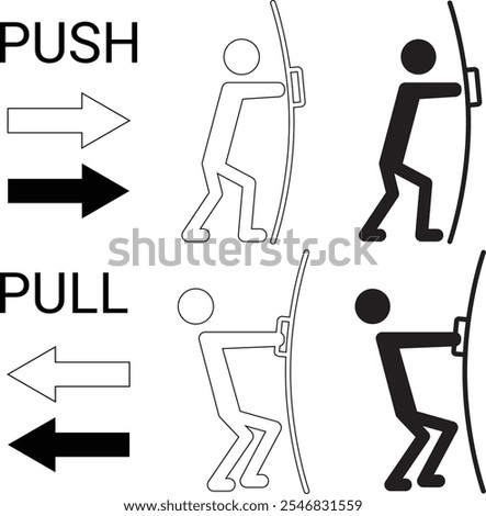 Set of push and pull icon with editable stroke and fill