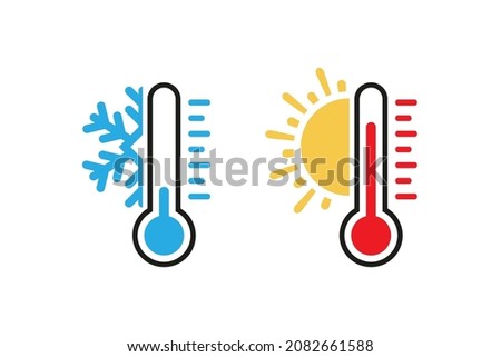Two termometer show cold and heat. Vector in flat design